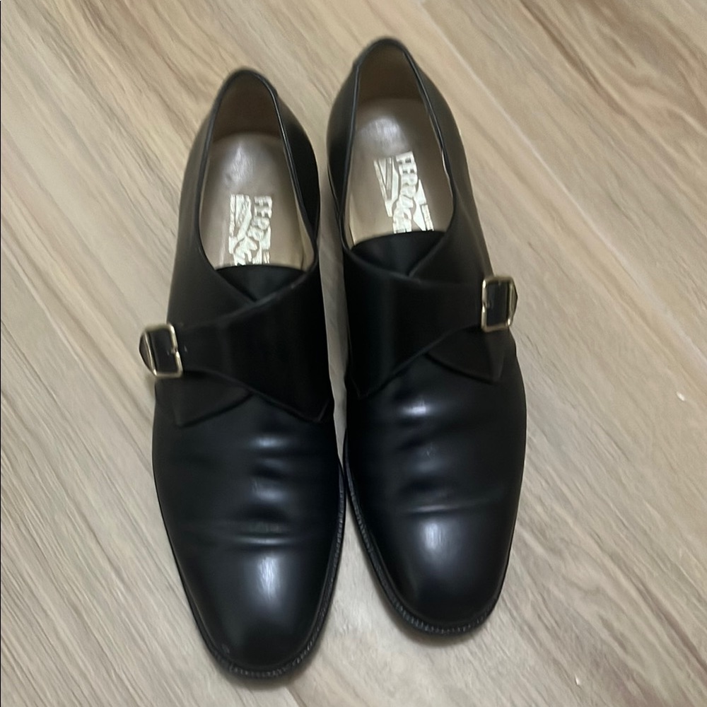 Salvatore Ferragamo Black Leather Oxfords